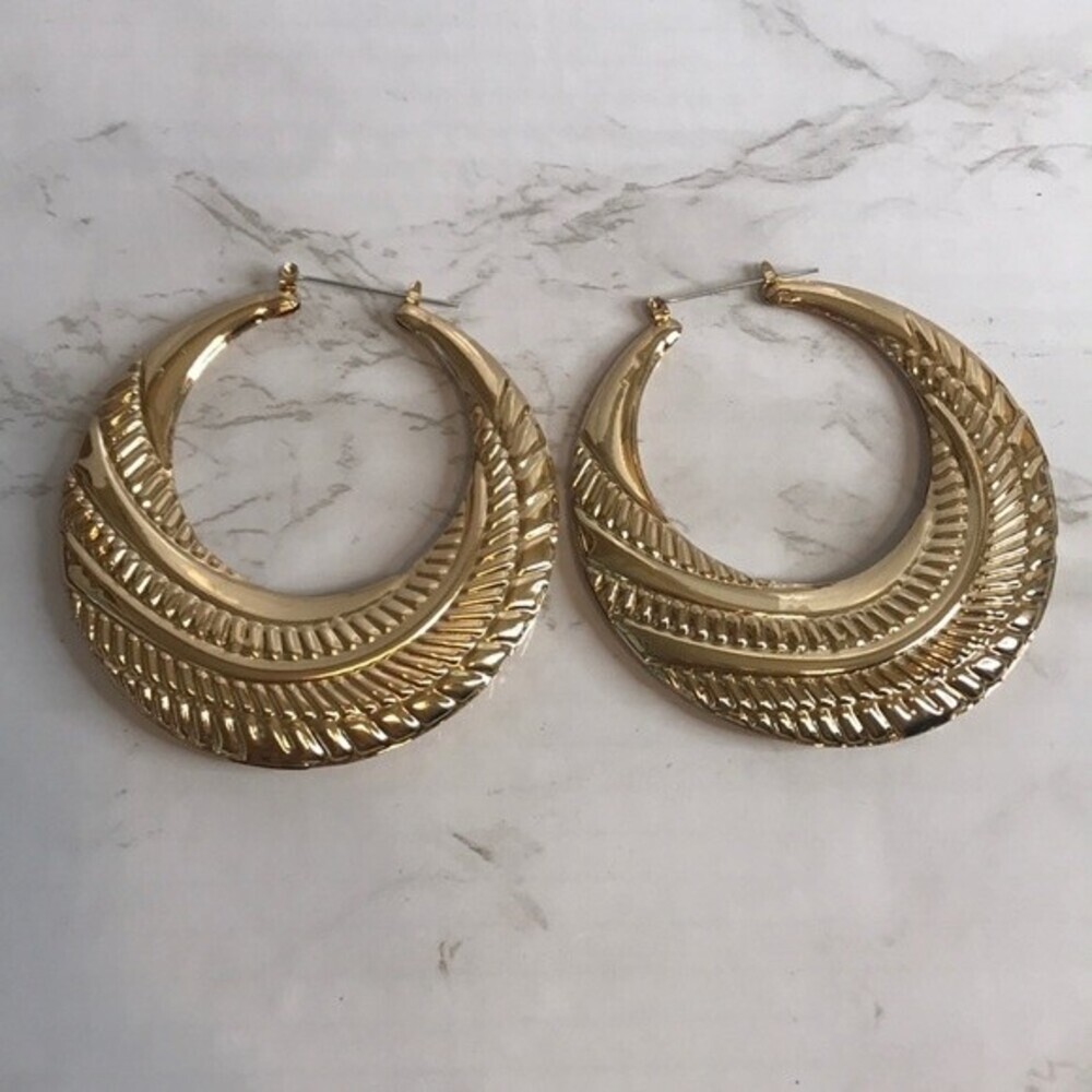 Large swirl hoop‎ gold fashion earrings cute Y2K babygirl jewelry